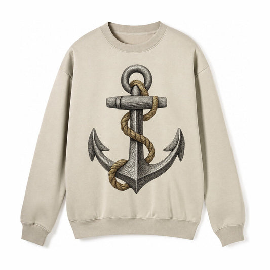 Anchor And Rope Fleece Sweatshirt – Light Khaki