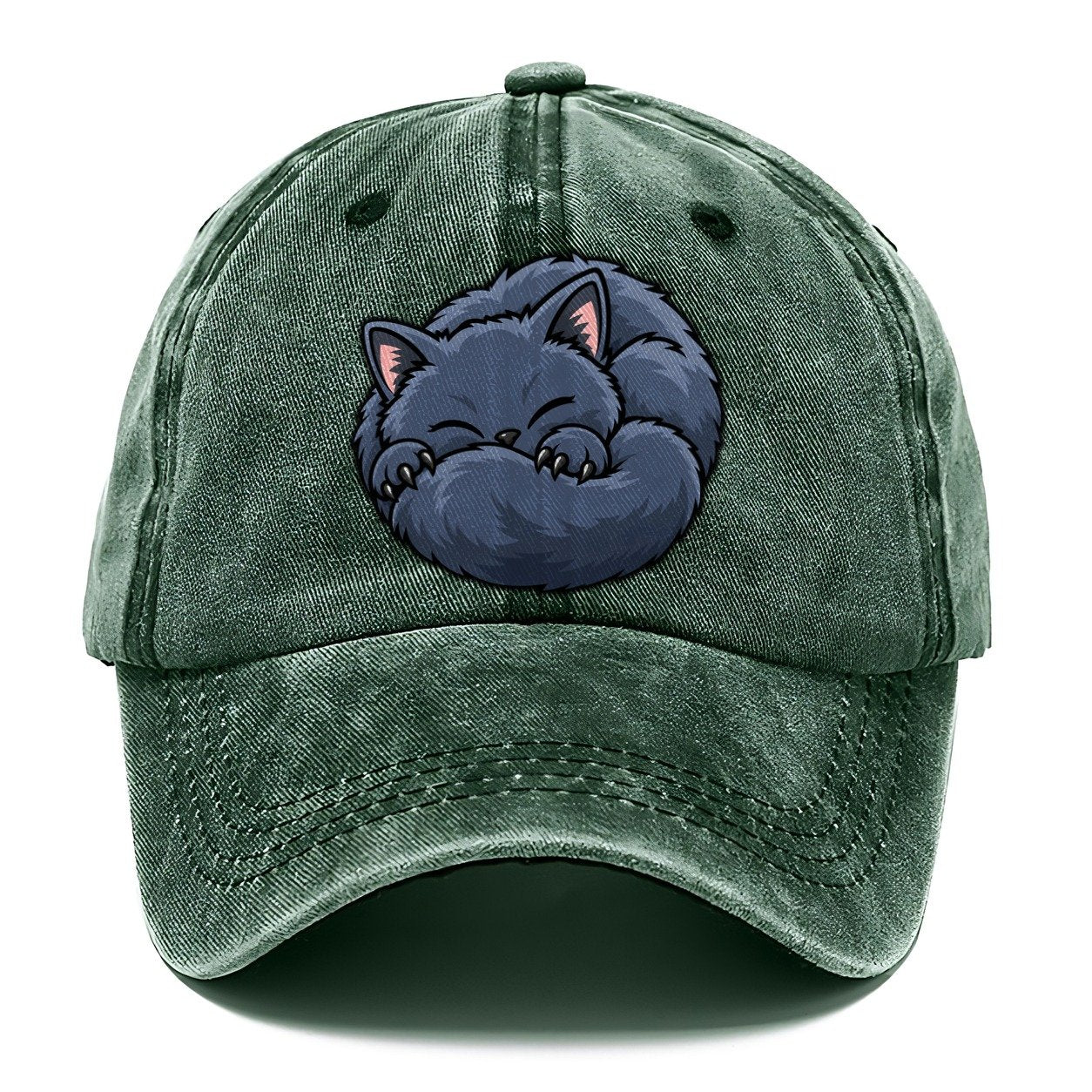 British Shorthair Sleeping Peeking Cats Classic Cap – Forest Mist