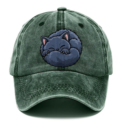 British Shorthair Sleeping Peeking Cats Classic Cap – Forest Mist