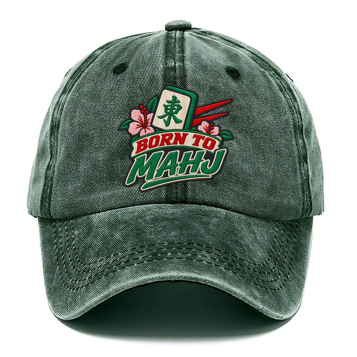 Born To Mahj Mahjong Game Night Classic Cap – Forest Mist