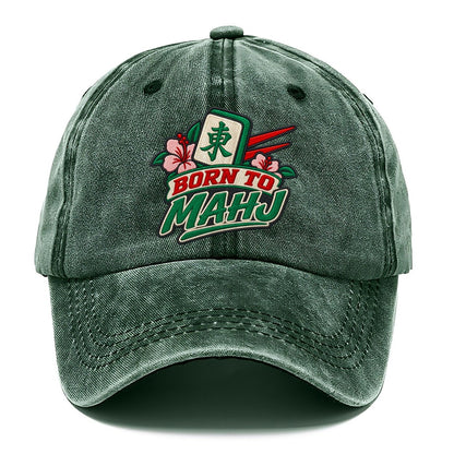 Born To Mahj Mahjong Game Night Classic Cap – Forest Mist