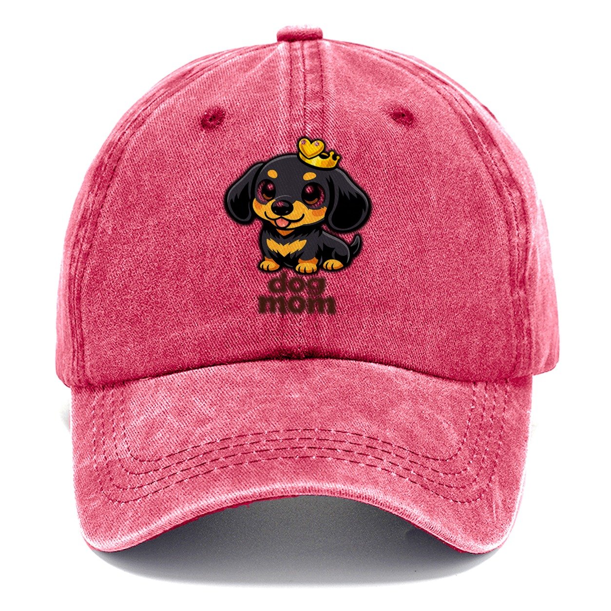 Dachshund Heart Crown Classic Cap – Pomegranate Blush