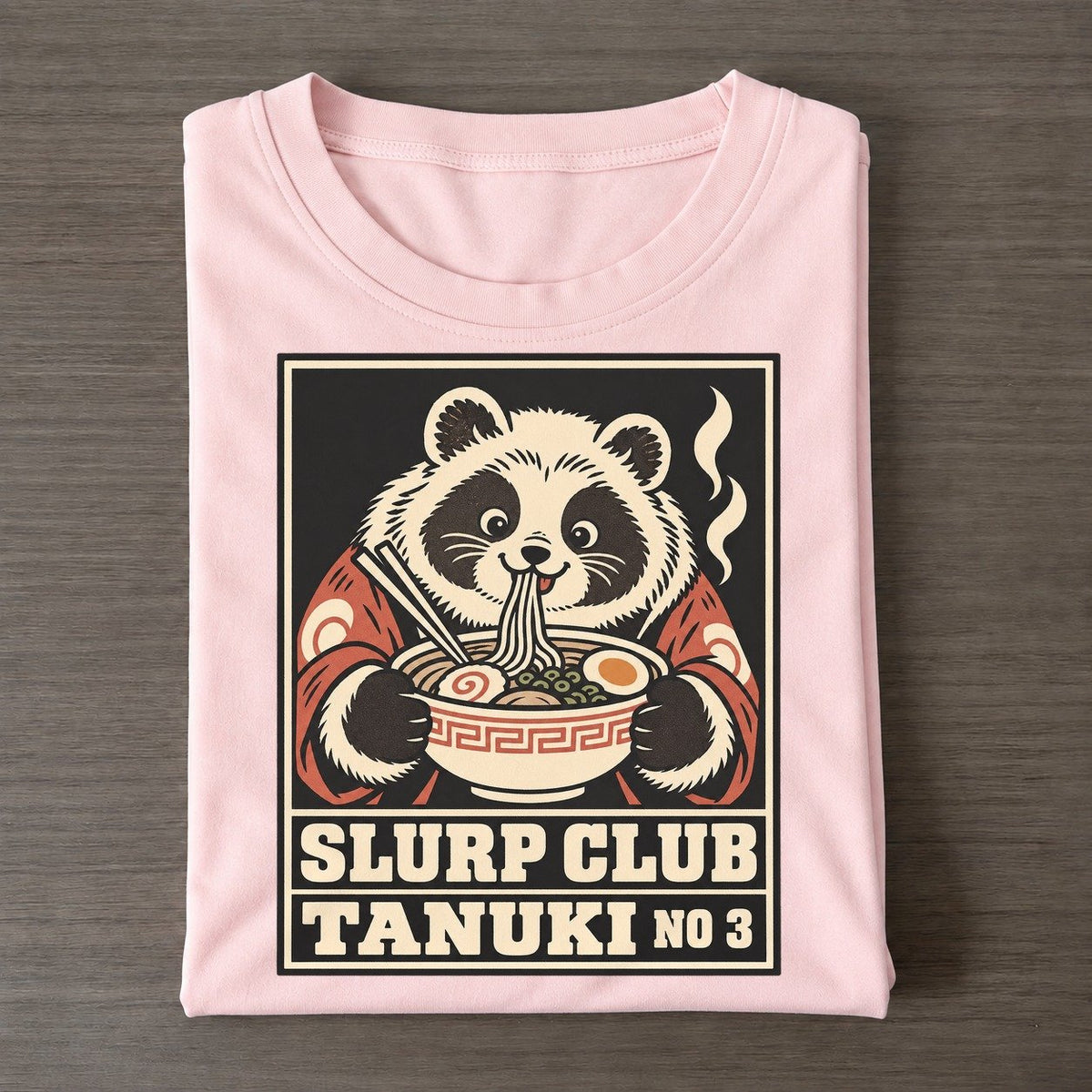 Tanuki Tonkotsu Slurp Club Classic T-shirt – Pink