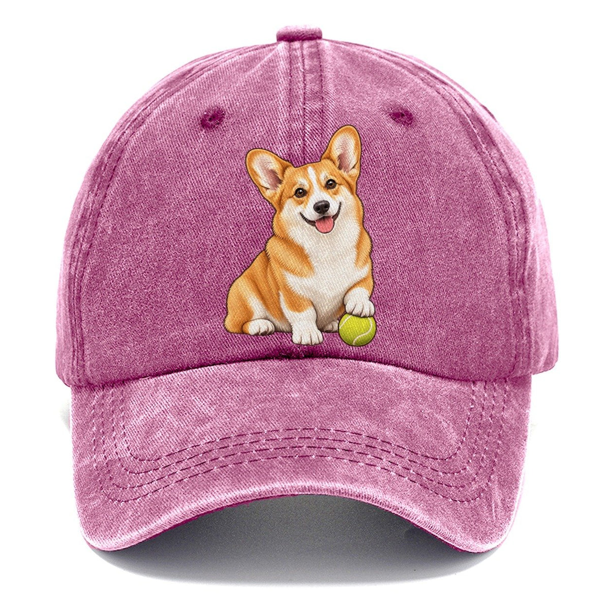 Happy Corgi with Tennis Ball Classic Cap – Dusty Rose
