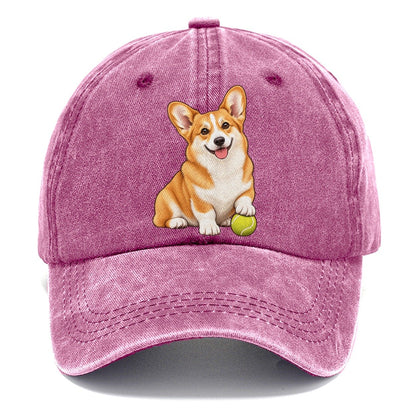 Happy Corgi with Tennis Ball Classic Cap – Dusty Rose