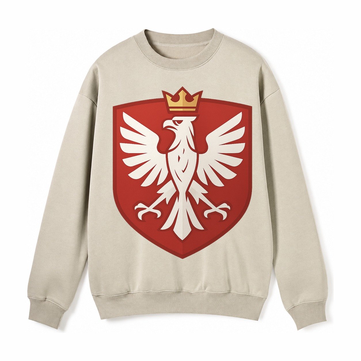 Poland White Eagle Fleece Sweatshirt – Light Khaki