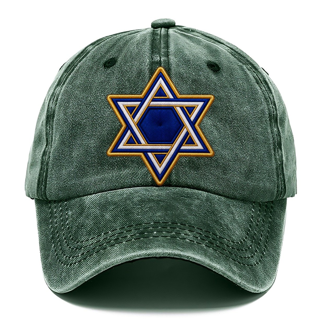 Star Of David Embroidered Patch Judaism Heritage Classic Cap – Forest Mist
