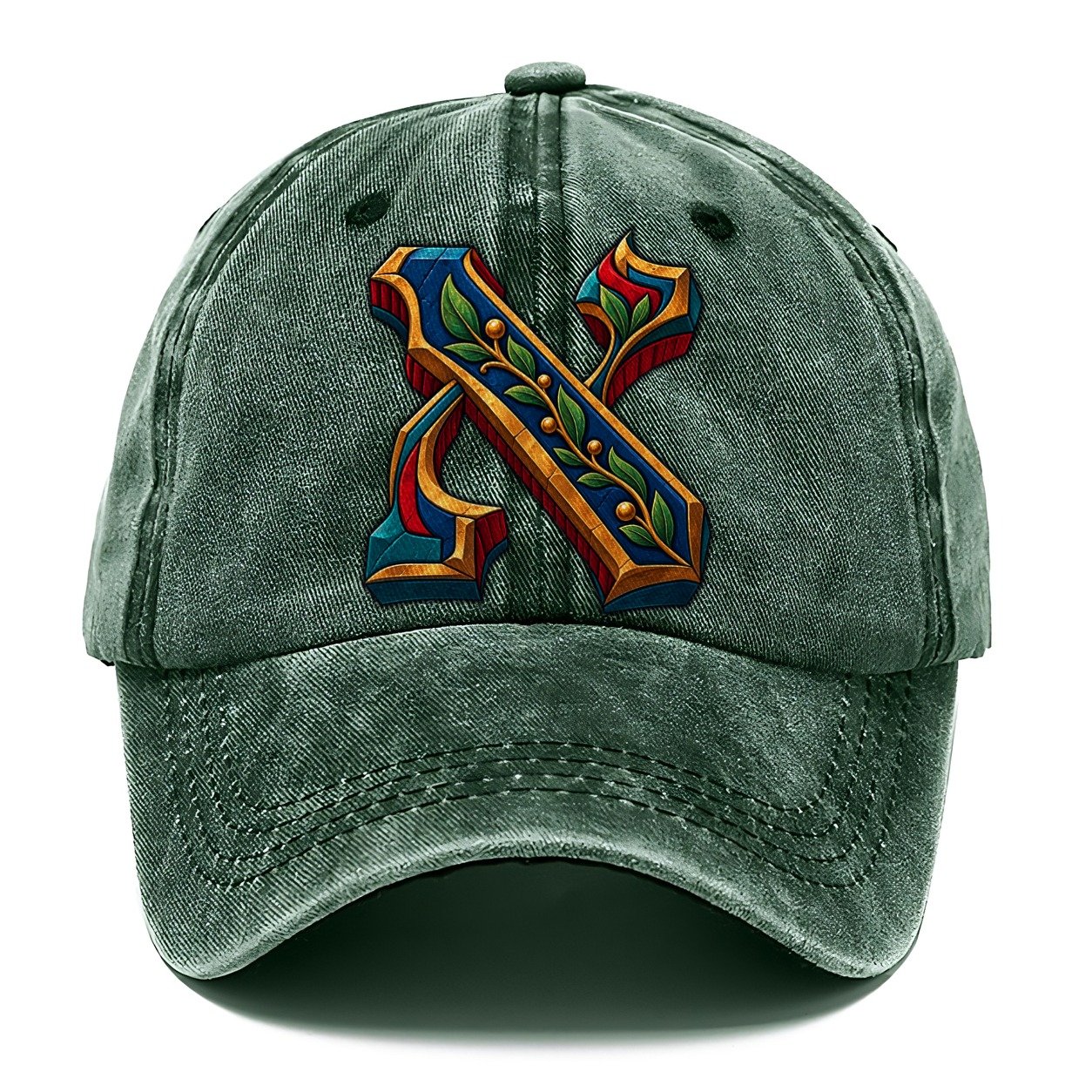 Aleph Letter Monogram Judaism Heritage Classic Cap – Forest Mist