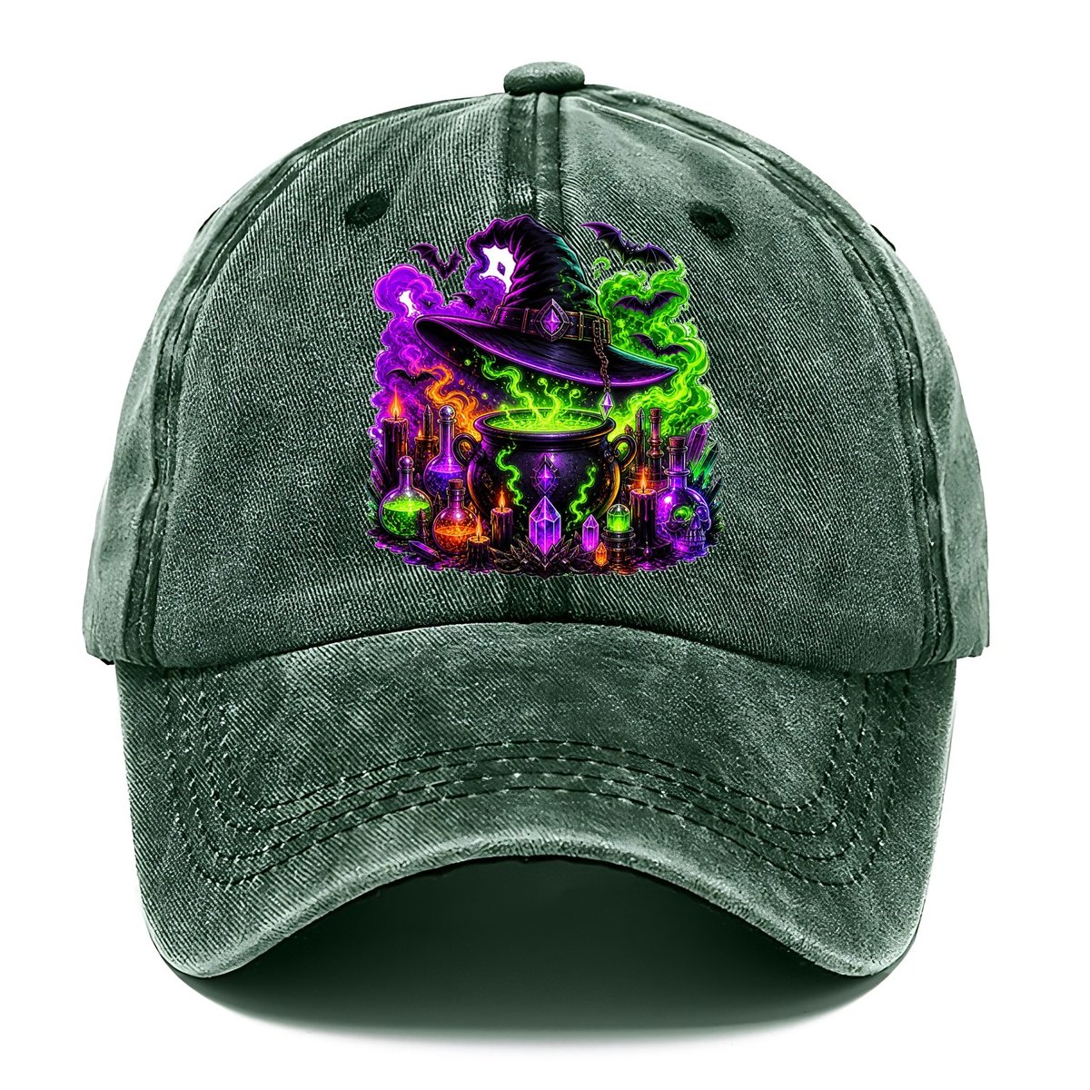 Neon Witch Cauldron Crystal Classic Cap – Forest Mist