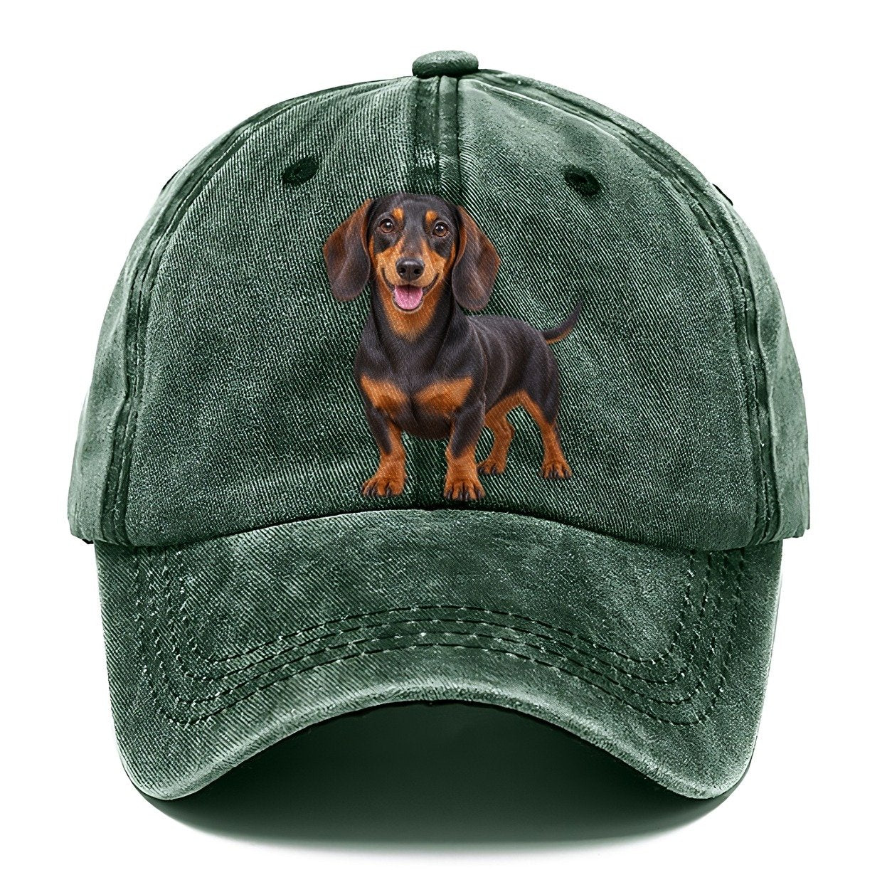 Dachshund Standing Top Breeds Classic Cap – Forest Mist