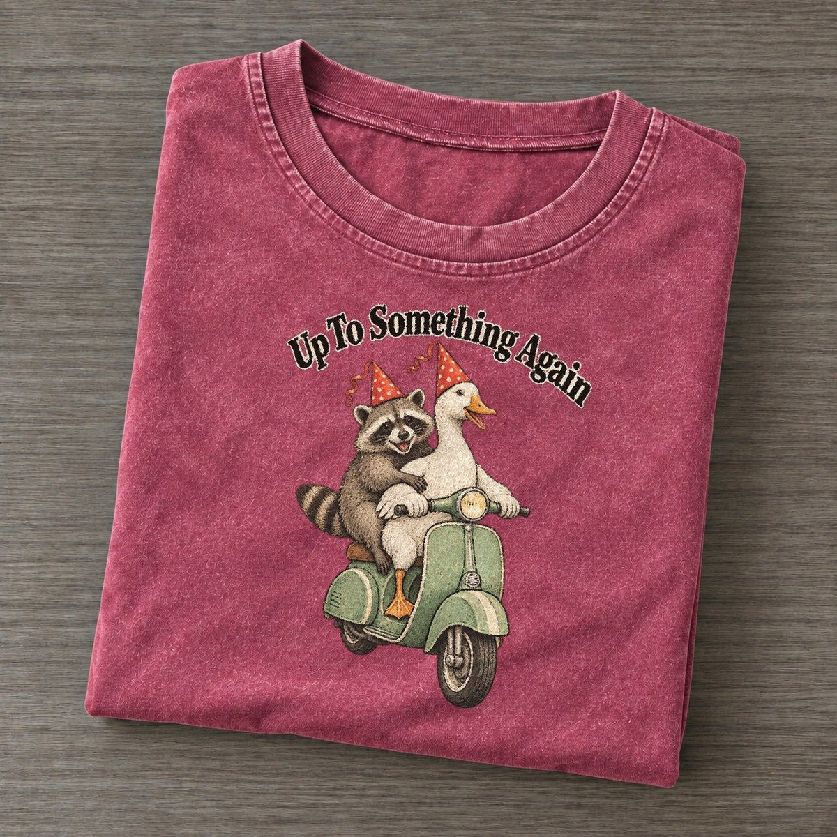 Up To Something Again Kerfuffle Club Vintage T-shirt – Raspberry