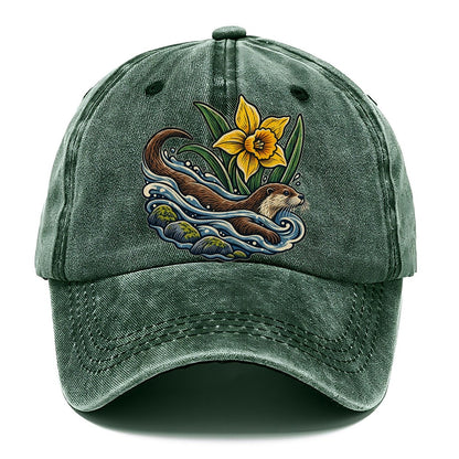 Welsh Otter And Daffodil Stream Uk Culture Heritage Classic Cap – Forest Mist