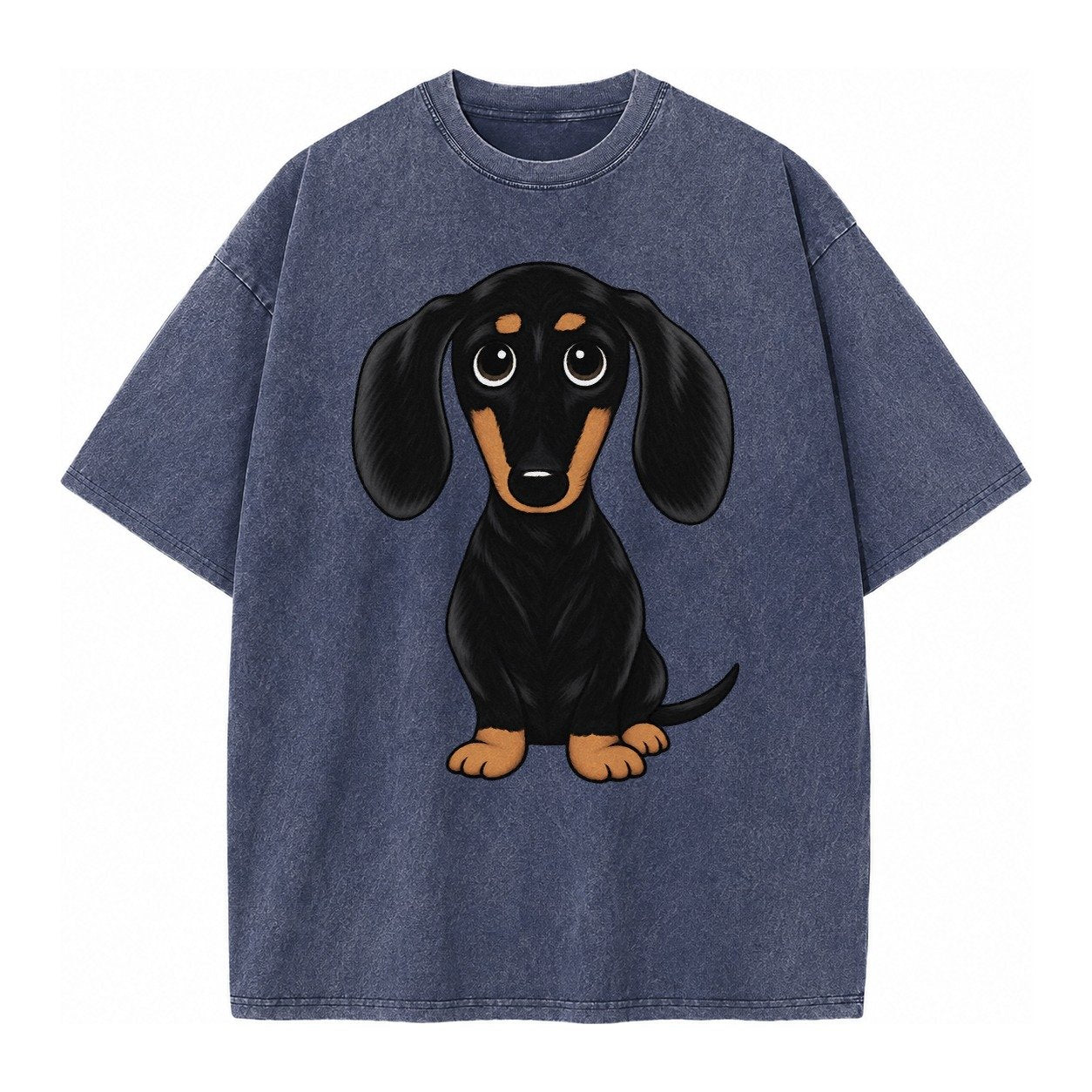 Vintage Style Dachshund Print Vintage T-shirt – Blue