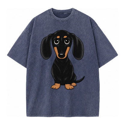 Vintage Style Dachshund Print Vintage T-shirt – Blue