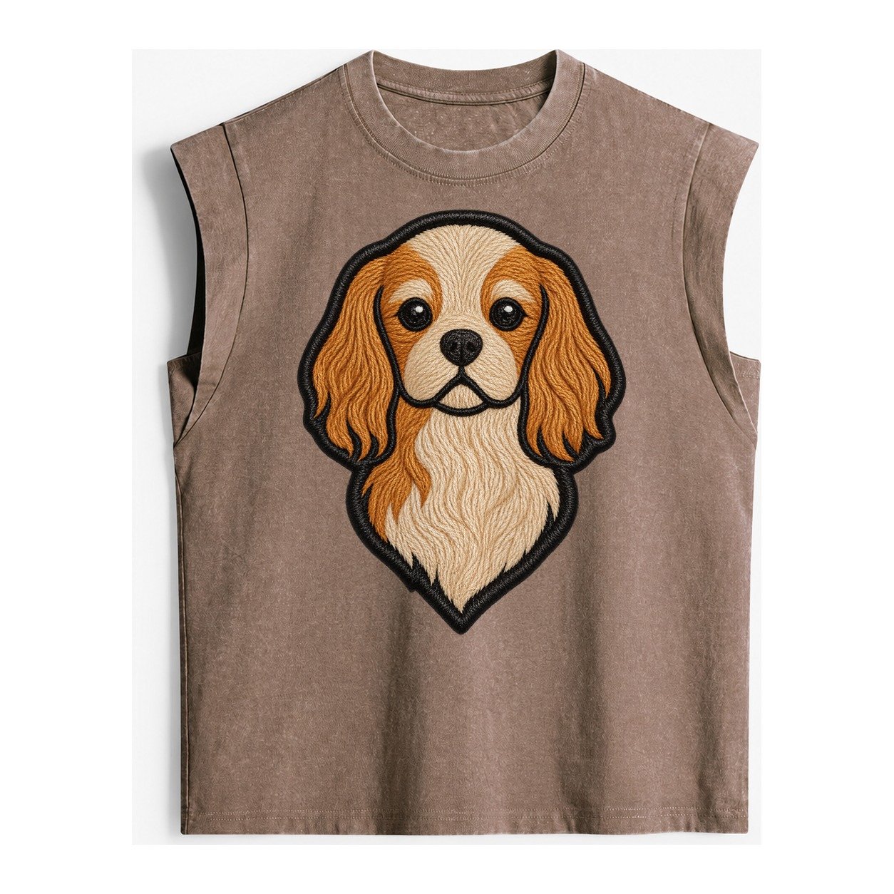 Cavalier King Charles Spaniel Modern G Vintage Washed Tank – Brown