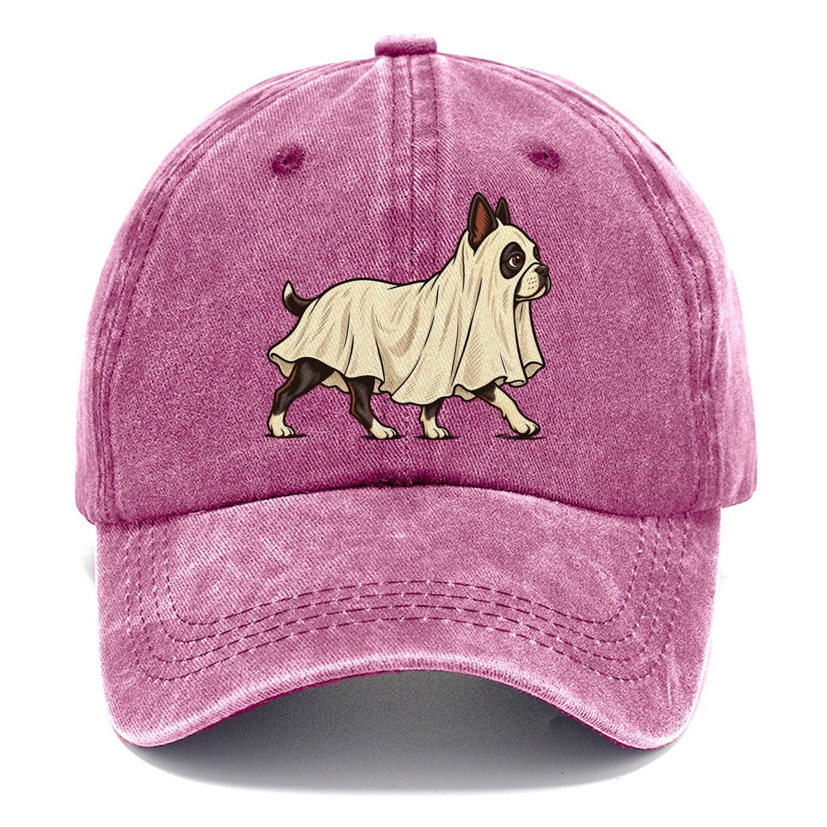One Boston Terrier In Halloween Costume Ghost Draped In A Simple Sheet With Cut Eye Holes Halloween Dog Parade Classic Cap – Dusty Rose