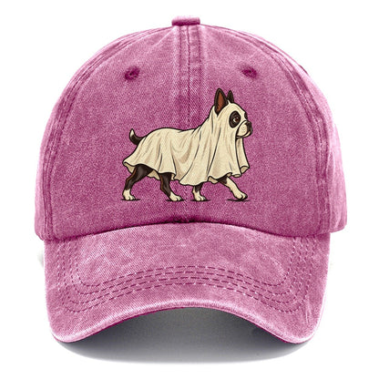 One Boston Terrier In Halloween Costume Ghost Draped In A Simple Sheet With Cut Eye Holes Halloween Dog Parade Classic Cap – Dusty Rose