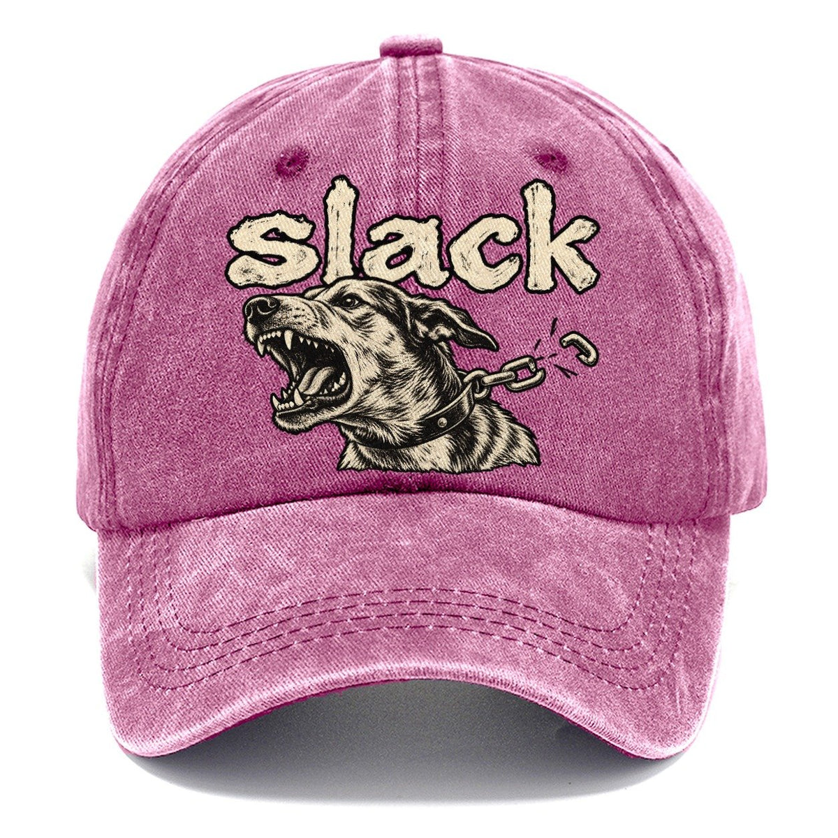 A Dog Head Straining Forward Against A Chain That Has Just Snapped Bark For Me Classic Cap – Dusty Rose