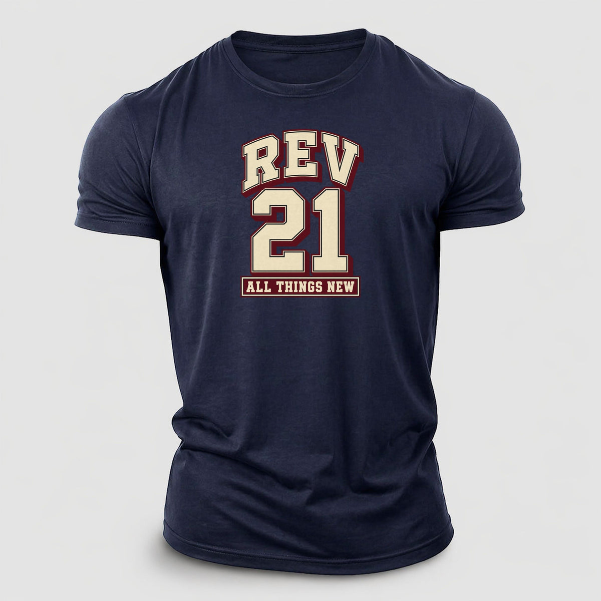 Revelation 21 Varsity Chapel Varsity Cotton T-Shirt – Navy
