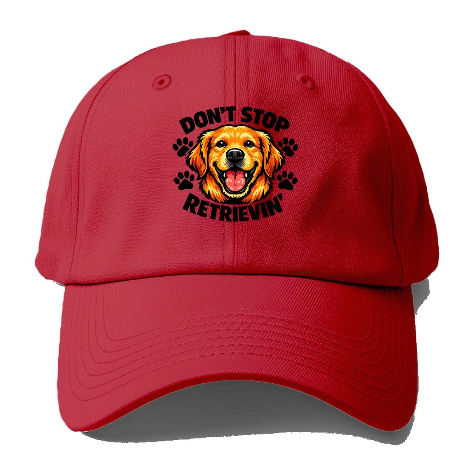 Don’T Stop Retrievin’ Golden Retriever Baseball Cap – Red