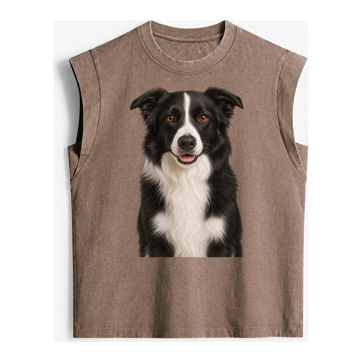 Border Collie Intelligent Companion Vintage Washed Tank – Brown