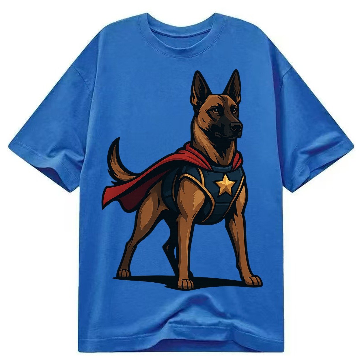Belgian Malinois Guardian Hero Standing Ready On Four Legs N Classic T-shirt – Blue