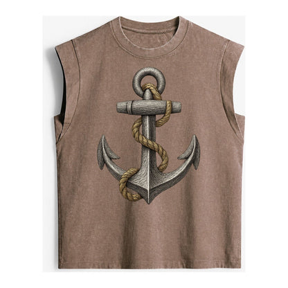 Anchor And Rope Vintage Washed Tank – Brown
