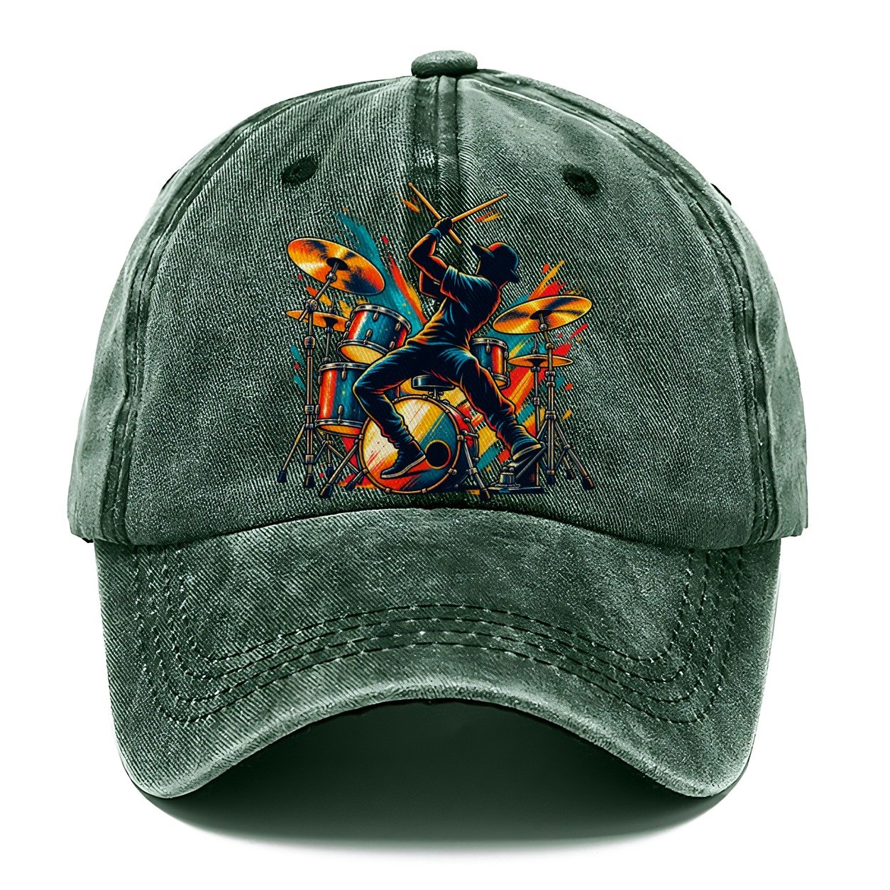 Drum Kit Icon Music Instruments Classic Cap – Forest Mist
