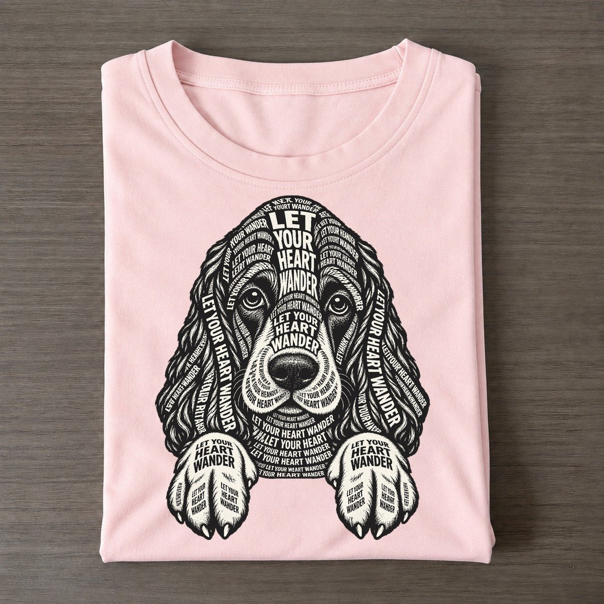 Spaniel Paws Over Edge Phrase Silhouette Classic T-shirt – Pink