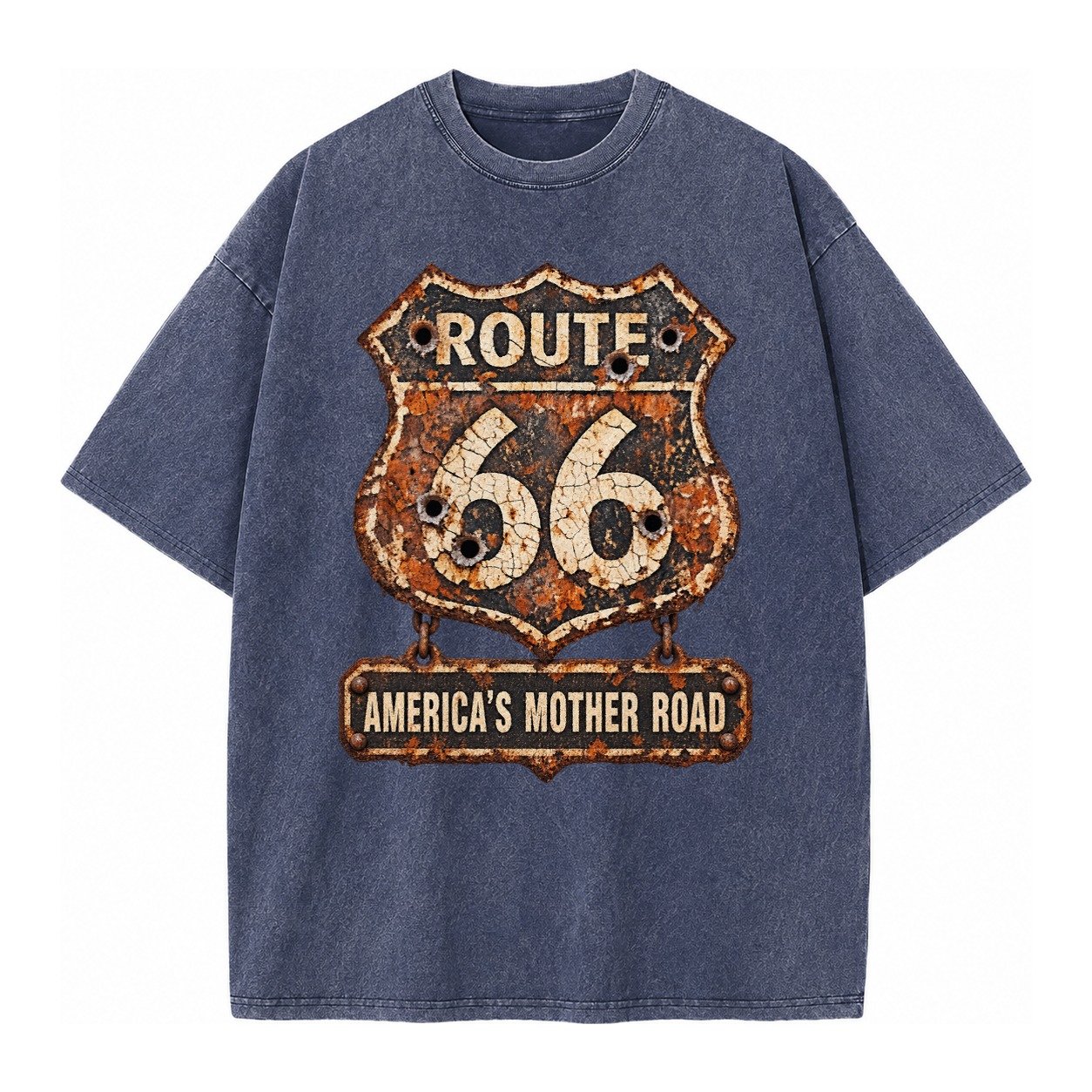 Route 66 Weathered Vintage T-shirt – Blue