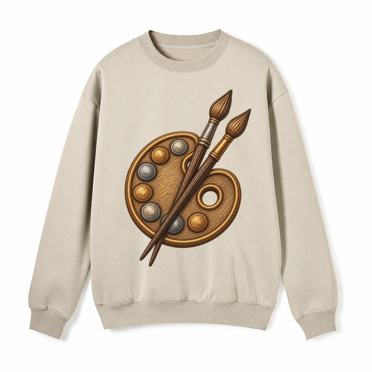Artist Palette Fleece Sweatshirt – Light Khaki