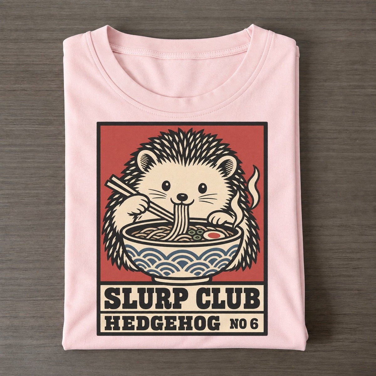 Hedgehog Soba Slurp Club Classic T-shirt – Pink
