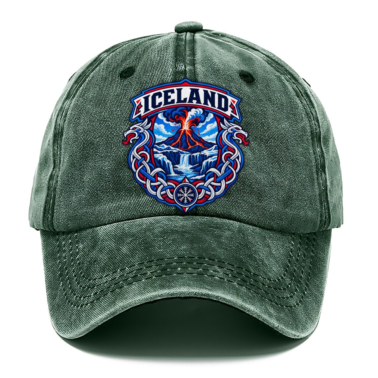 Iceland Retro Badge Country Logos Classic Cap – Forest Mist