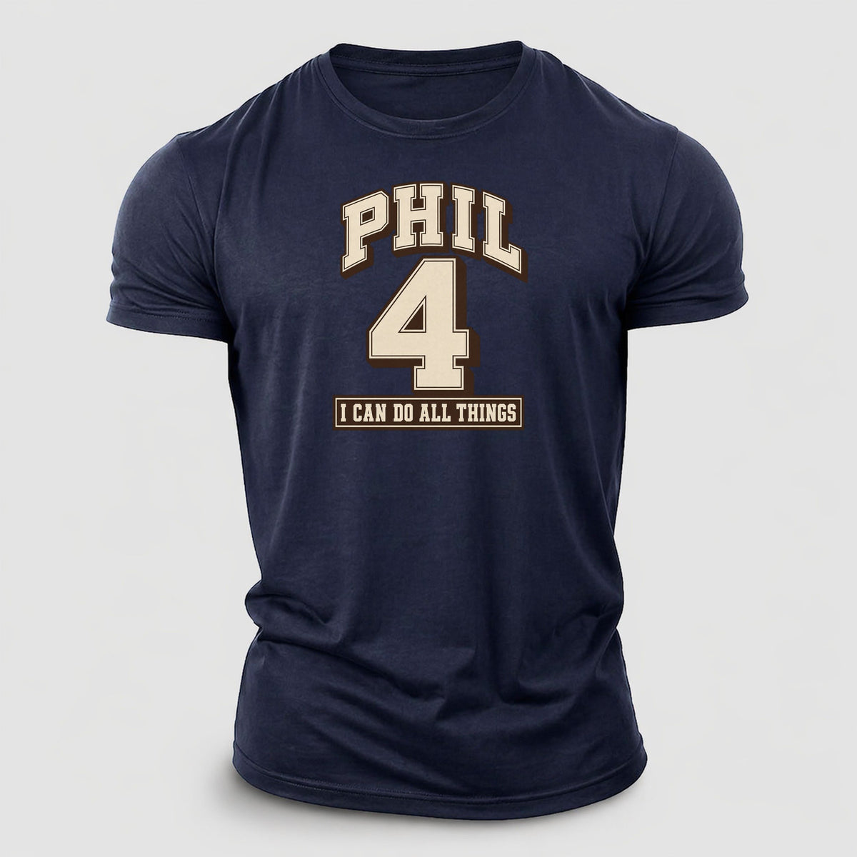 Philippians 4 Varsity Chapel Varsity Cotton T-Shirt – Navy