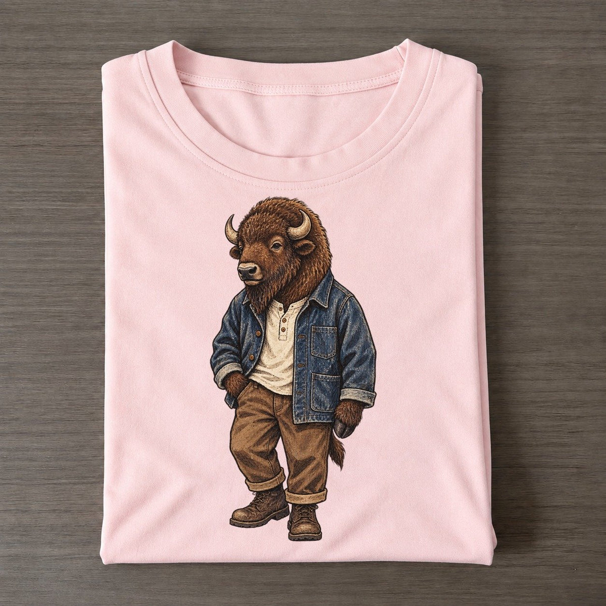 American Bison Wardrobe Portrait Wild Wardrobe Portraits Classic T-shirt – Pink
