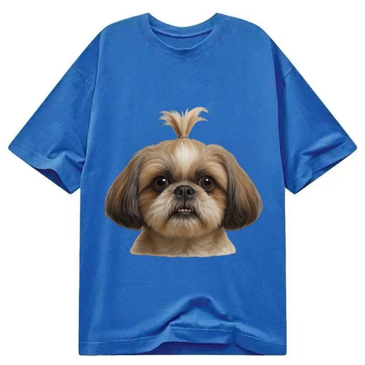 Shih Tzu Underbite Large Eyes Hair In Topknot Imperial Beari Classic T-shirt – Blue