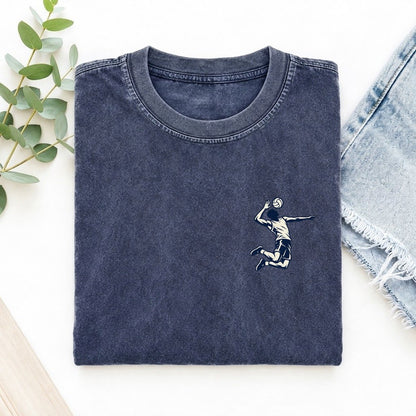 Volleyball Spike Left Chest Vintage T-shirt – Blue