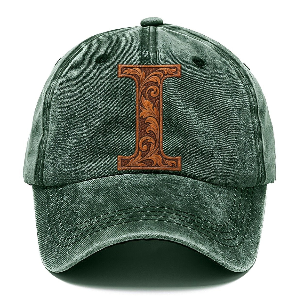 Tooled Leather I Monogram Classic Cap – Forest Mist