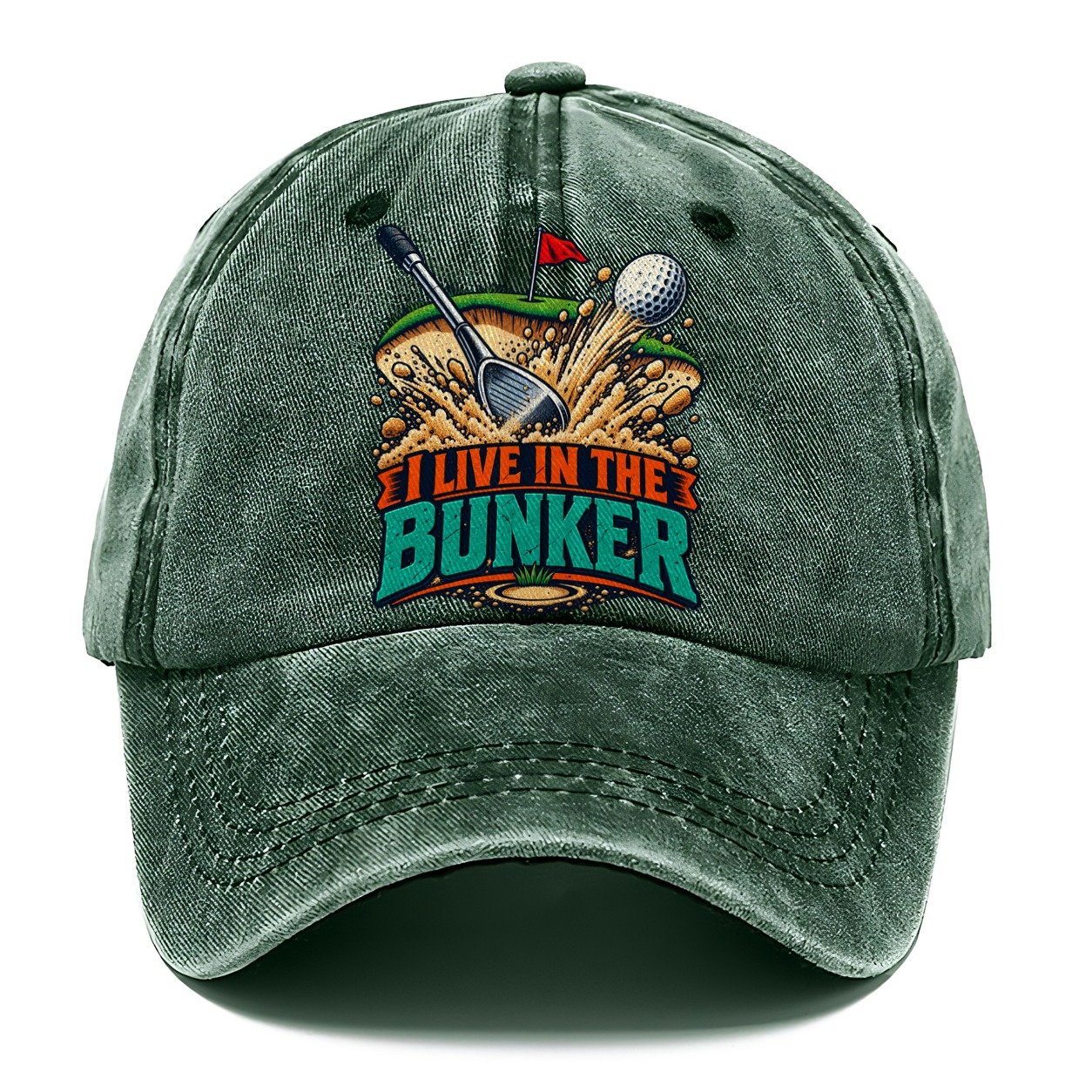I Live In The Bunker Golf Life Classic Cap – Forest Mist