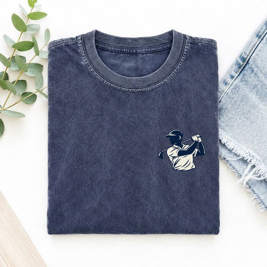Golf Swing Left Chest Vintage T-shirt – Blue