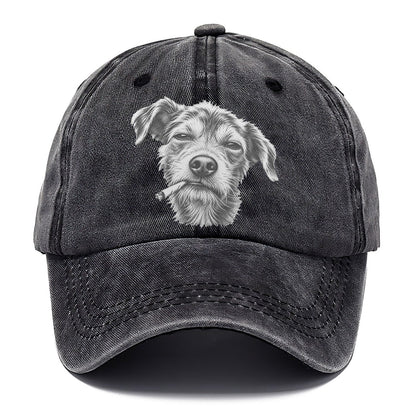 Mixed Breed Mutt A Loosely Hand Rolled Cigarette Smoking Dogs Smoking Dogs Portraits Classic Cap – Graphite