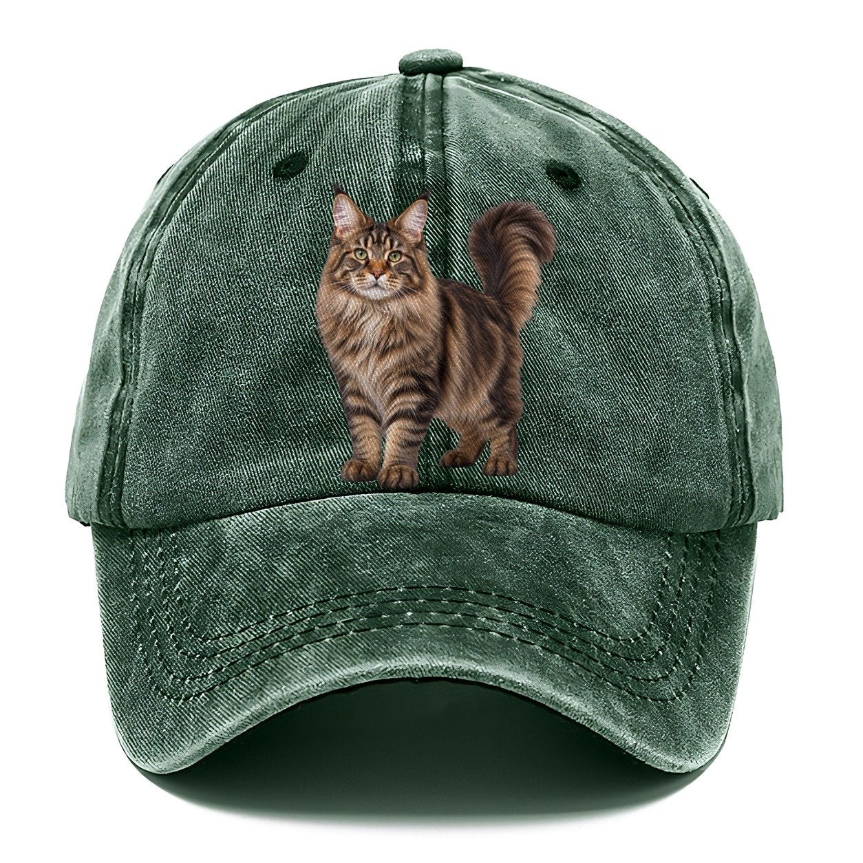 Maine Coon Standing Three Quarter Realistic Cat Portrait Classic Cap – Forest Mist