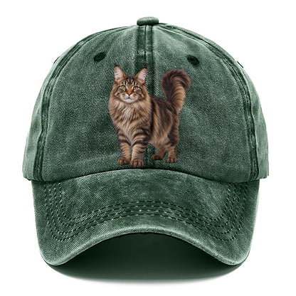 Maine Coon Standing Three Quarter Realistic Cat Portrait Classic Cap – Forest Mist