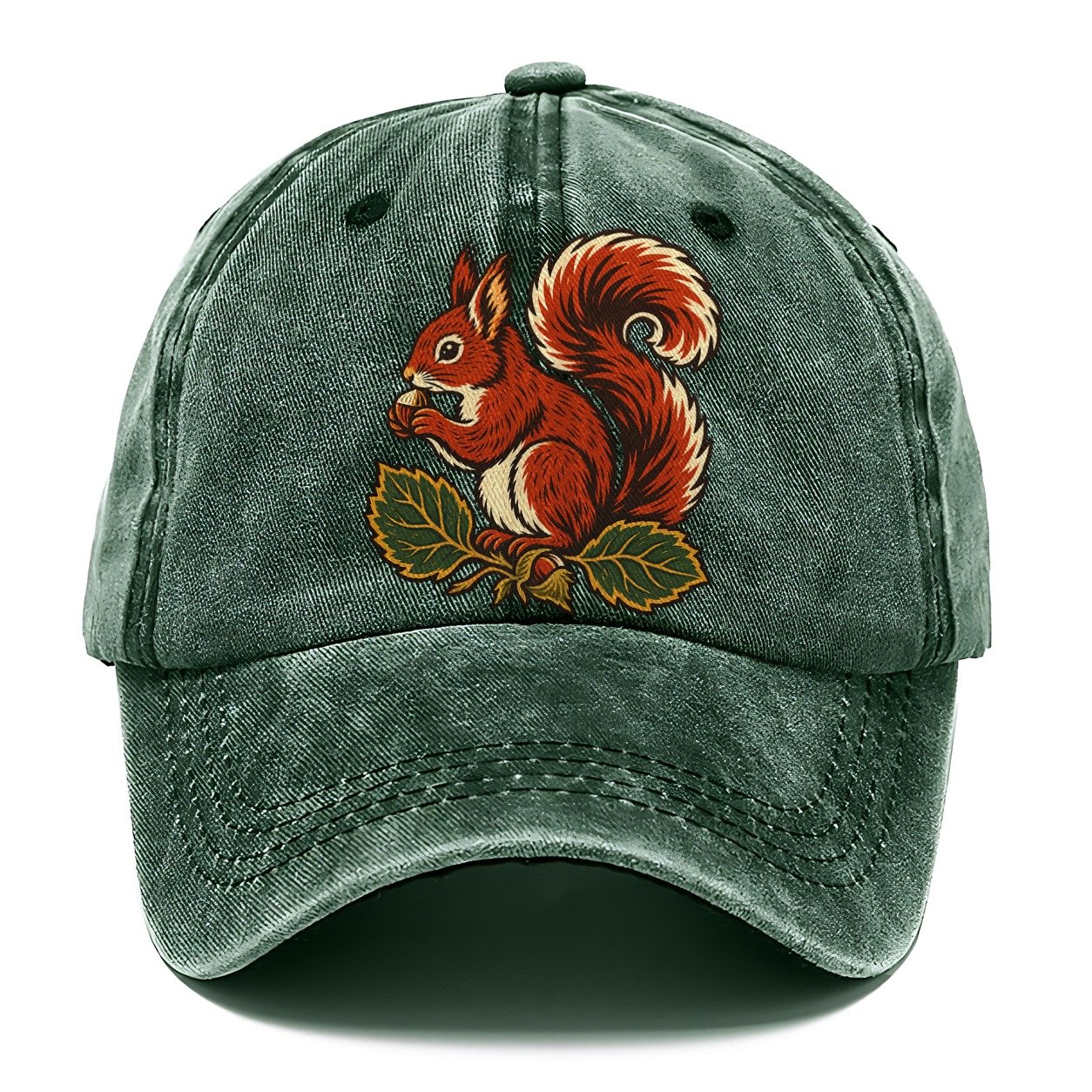 Lake District Red Squirrel And Hazelnuts Uk Culture Heritage Classic Cap – Forest Mist