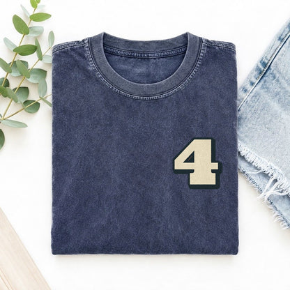 Number 4 Left Chest Vintage T-shirt – Blue