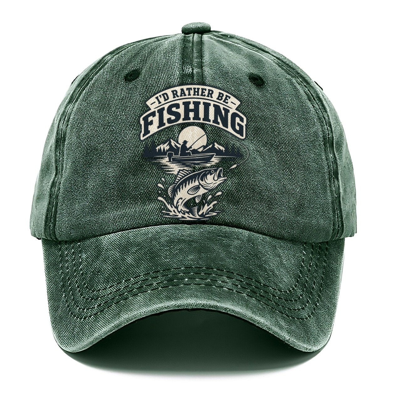 Rather Be Fishing Fishing Elegant Classic Cap – Forest Mist