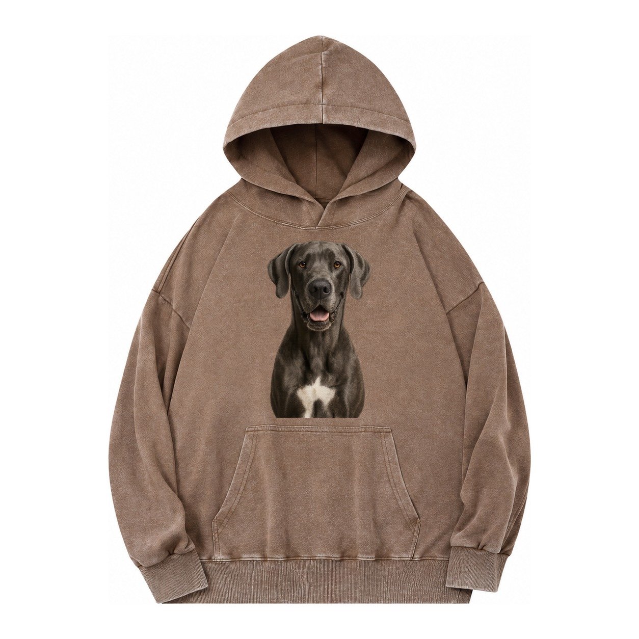 Great Dane Gentle Giant Noble Heart Vintage Washed Hoodie – Brown
