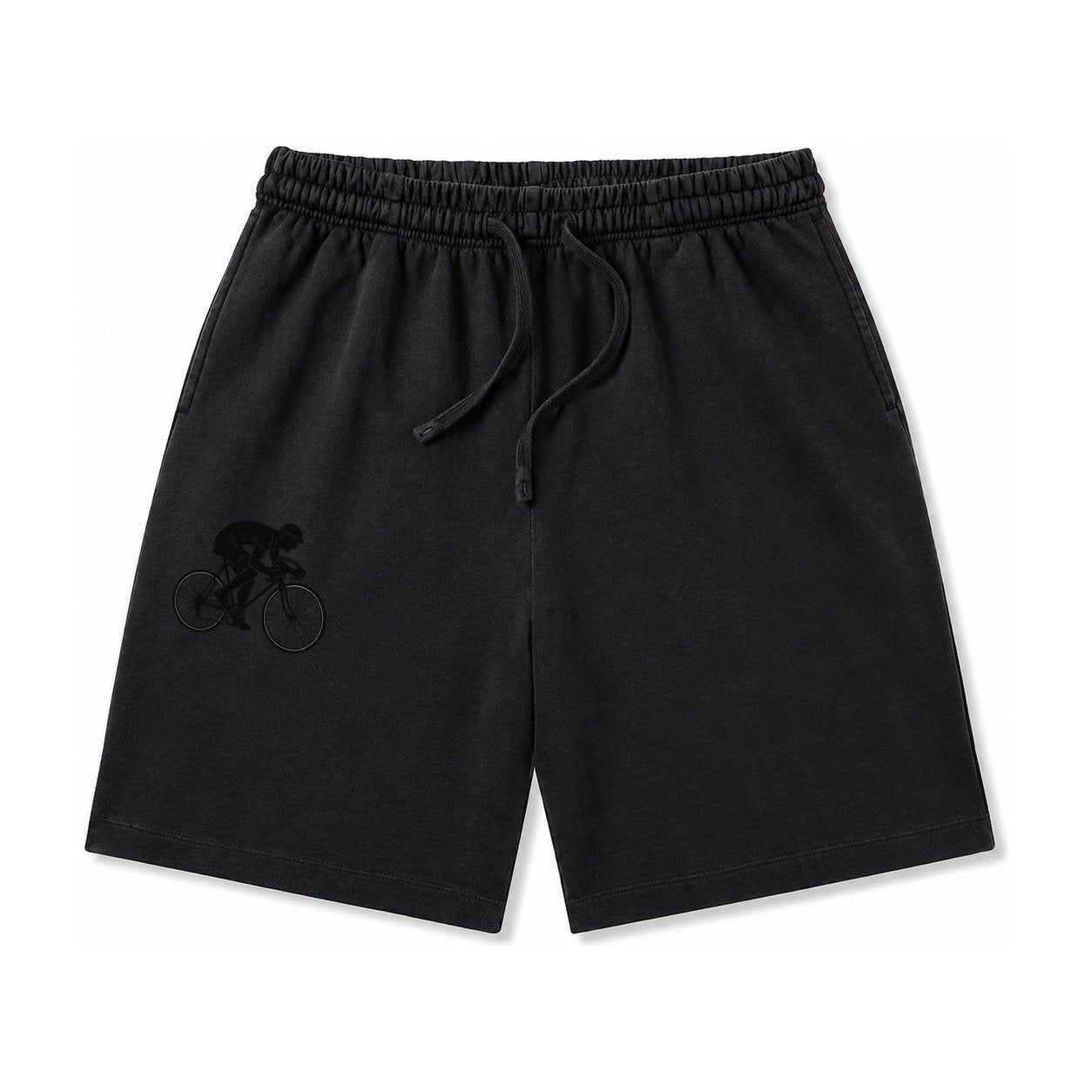 Cyclist Sprinting In Racing Position Washed Shorts – Black