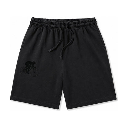 Cyclist Sprinting In Racing Position Washed Shorts – Black