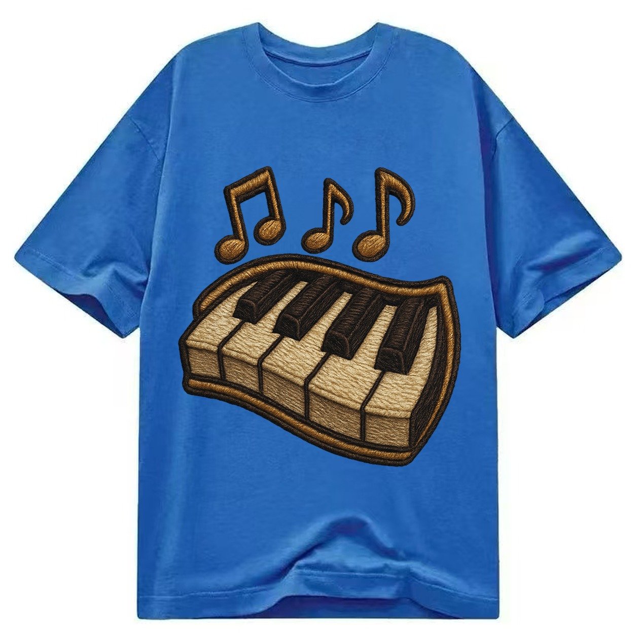 Piano Keys Ivory And Ebony Keys With Music Notes Classic T-shirt – Blue